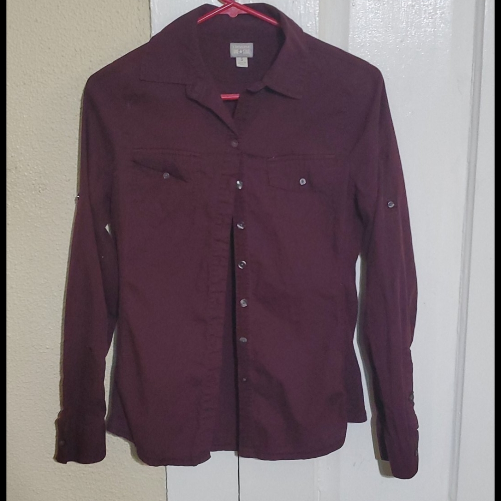 Vtg Converse burgundy button up